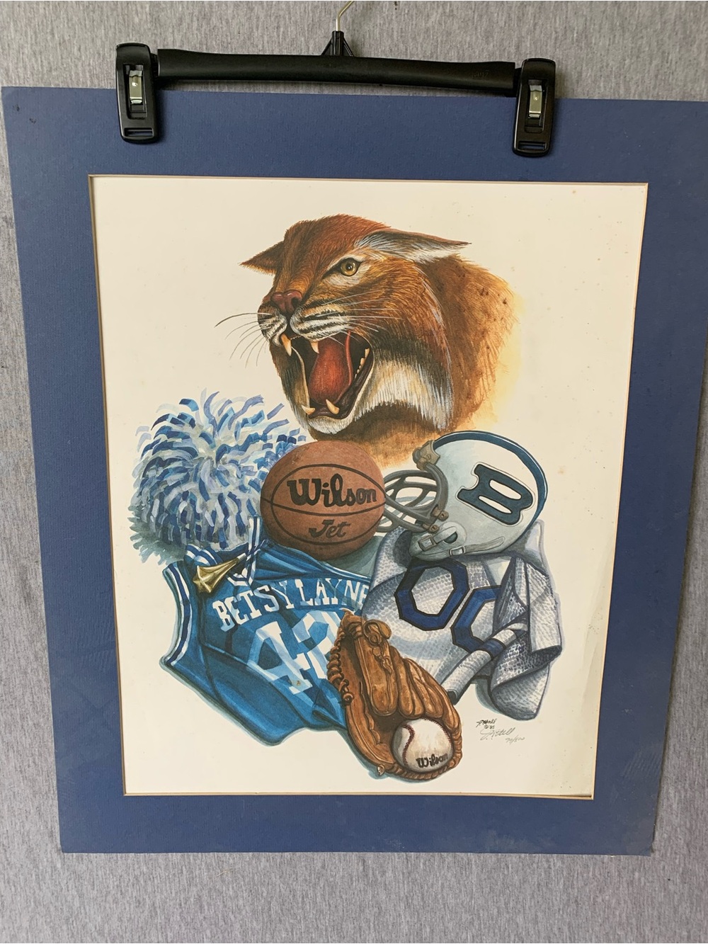 Vintage Betsey Lane Sports Print Limited Edition J. D Hall 1995 Kentucky College